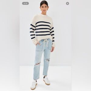 One Teaspoon Jeans Womens M Shabbies Drawstring Boyfriend Distressed Light Wash